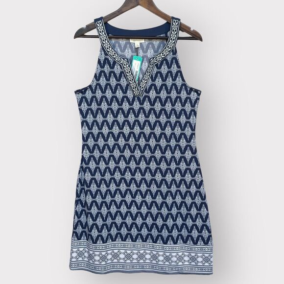 Magnolia Grace Alhambra Embroidered Trim Knit Dress Women Size M Blue Stitch Fix - Picture 1 of 14